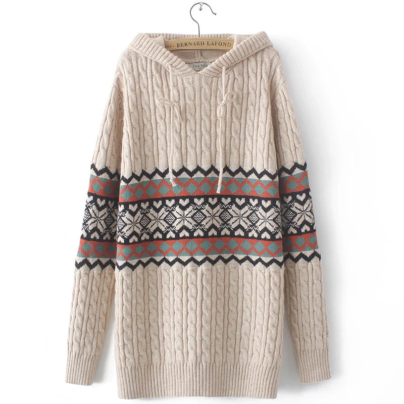 Frosted Peaks Knitted Hooded Sweater