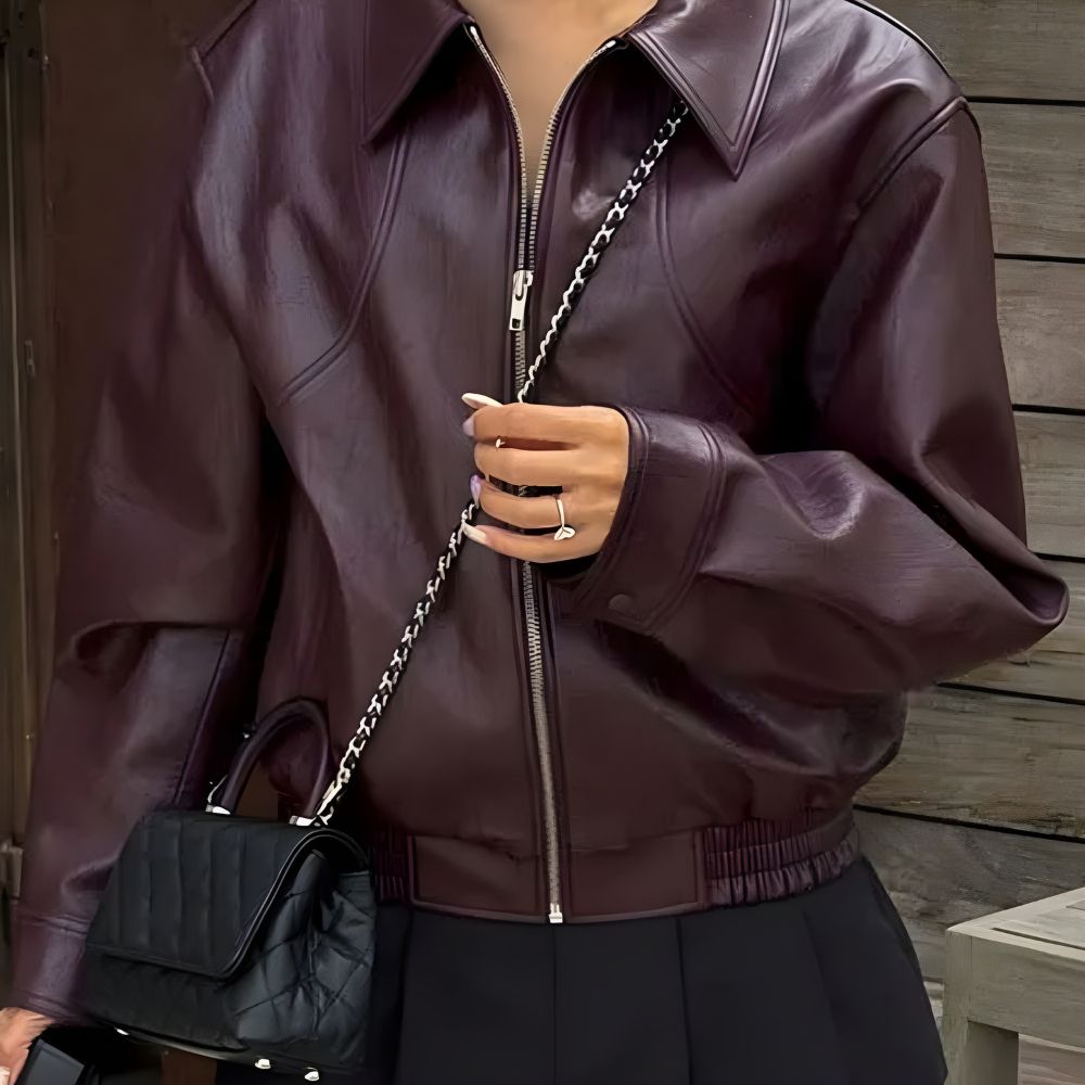 Commuter Faux Leather Lapel Jacket