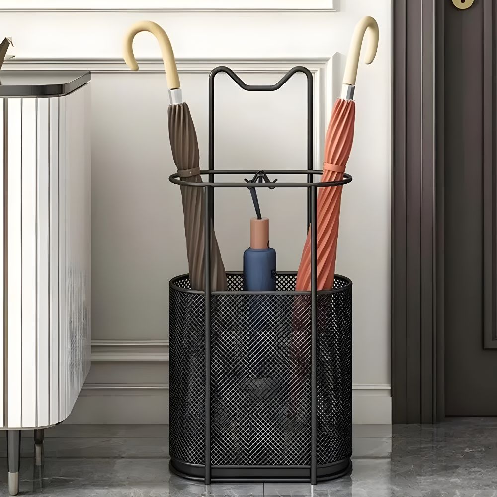 Modern Metal Umbrella Stand with Built-in Water Tray