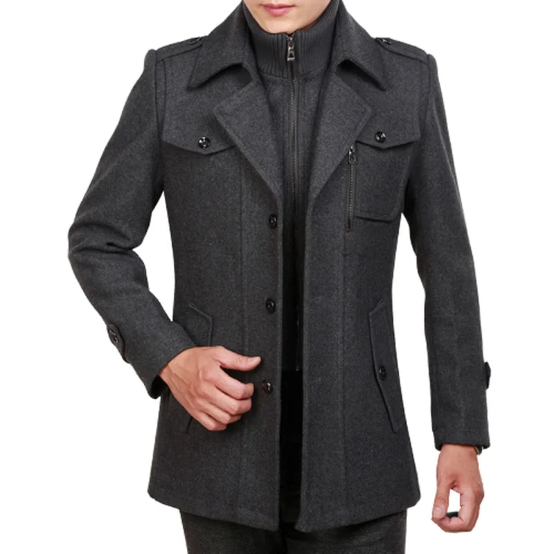 Metro Luxe Double Collar Wool Coat