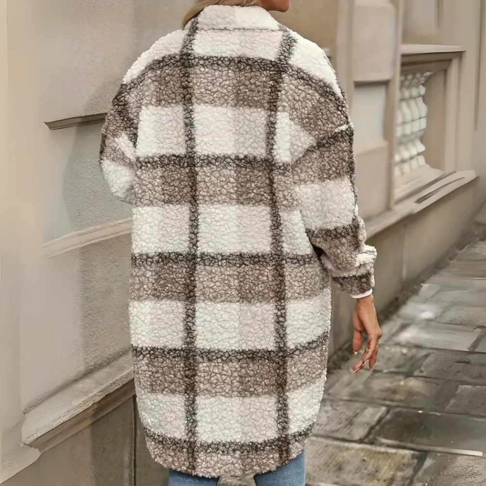 Plaid Lapel Teddy Coat