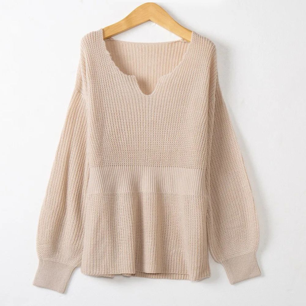 Autumn Charm Cinched Waist Knit Pullover