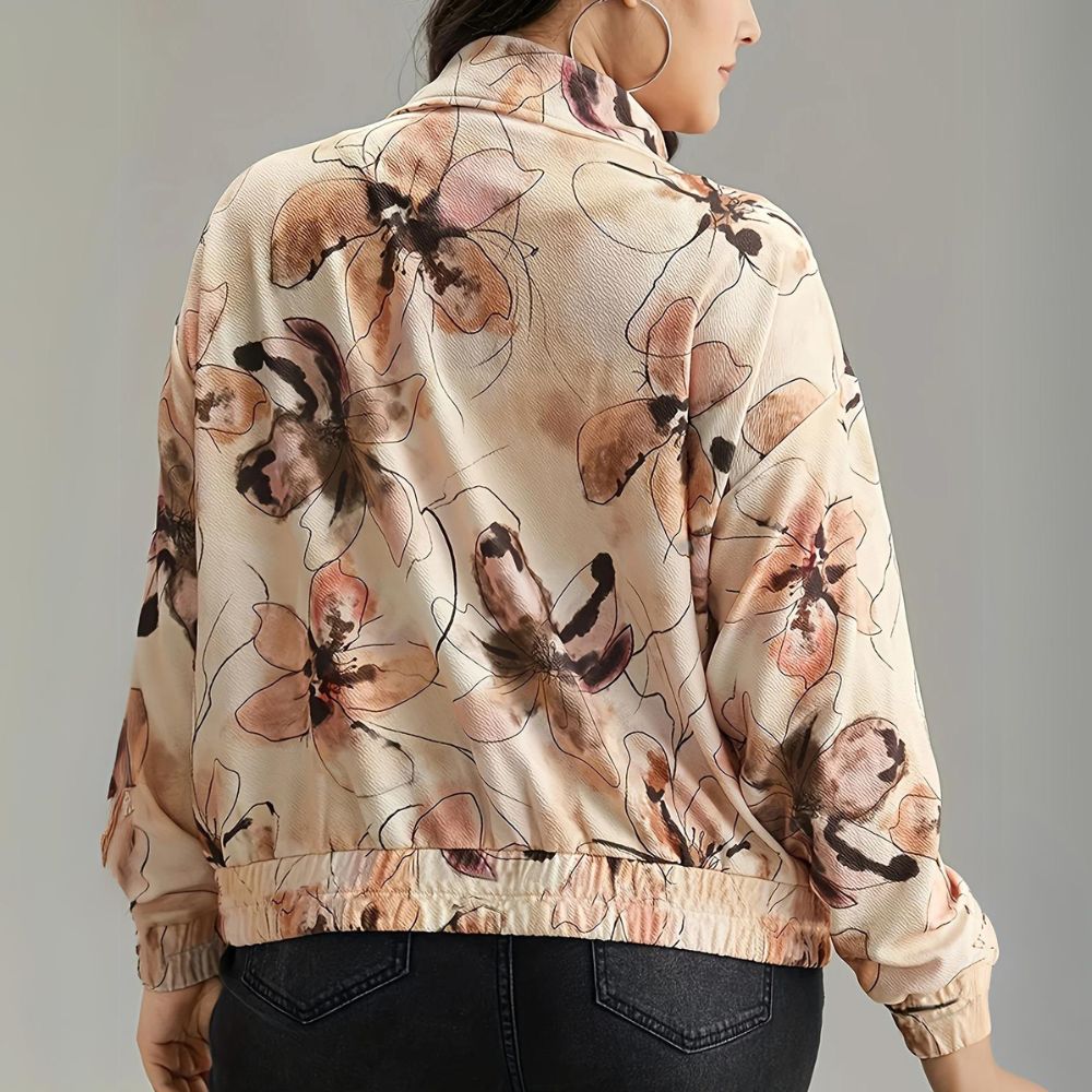 Floral Breeze Plus Size Cropped Jacket