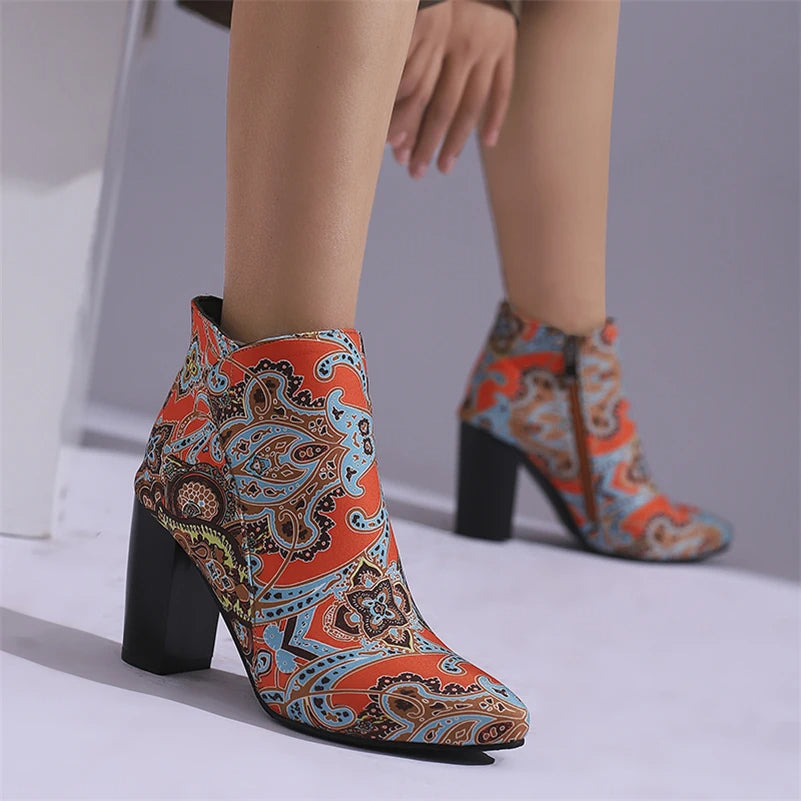 Paisley Stride Block Heel Boots