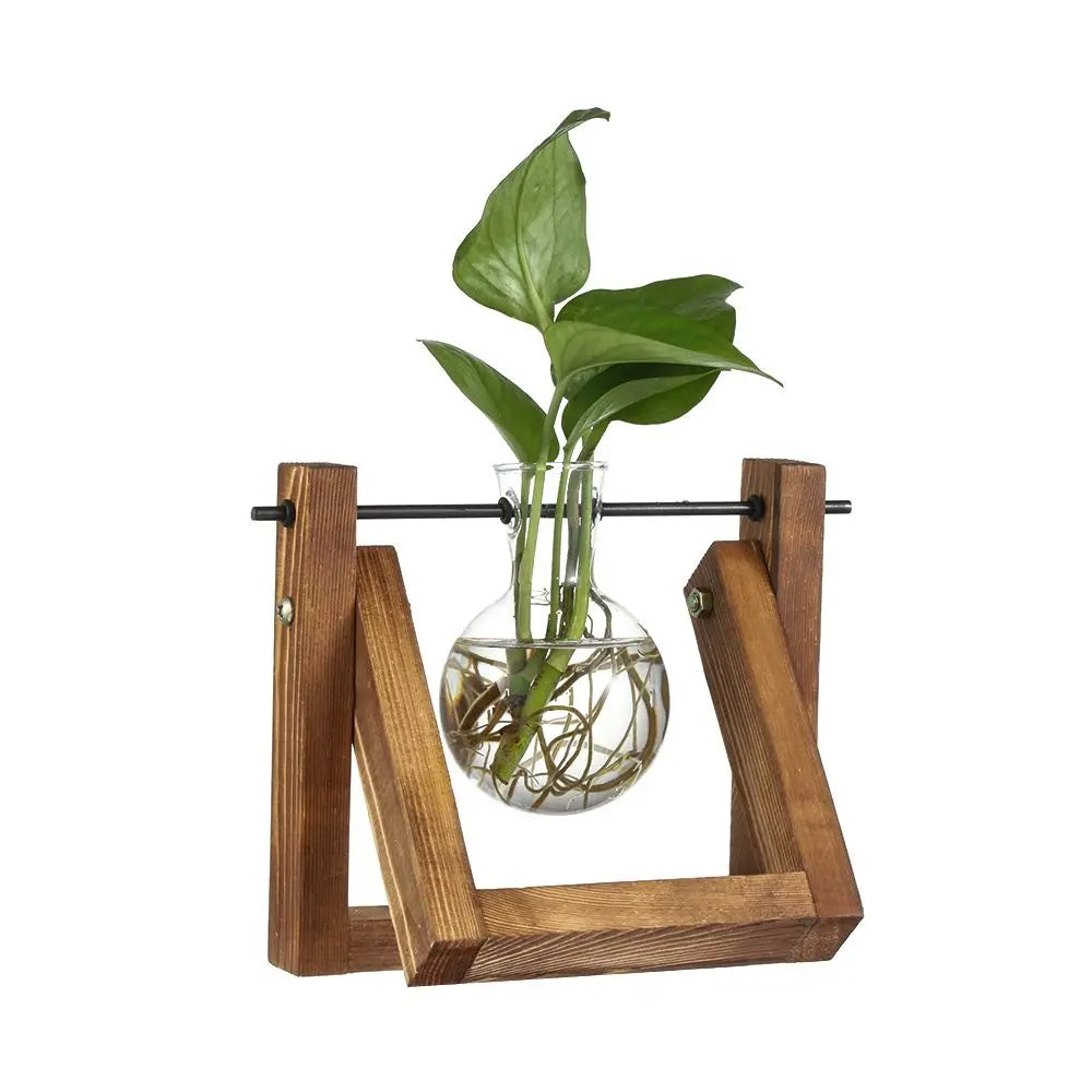 Rustic Charm Glass Hydroponic Plant Vase Stand