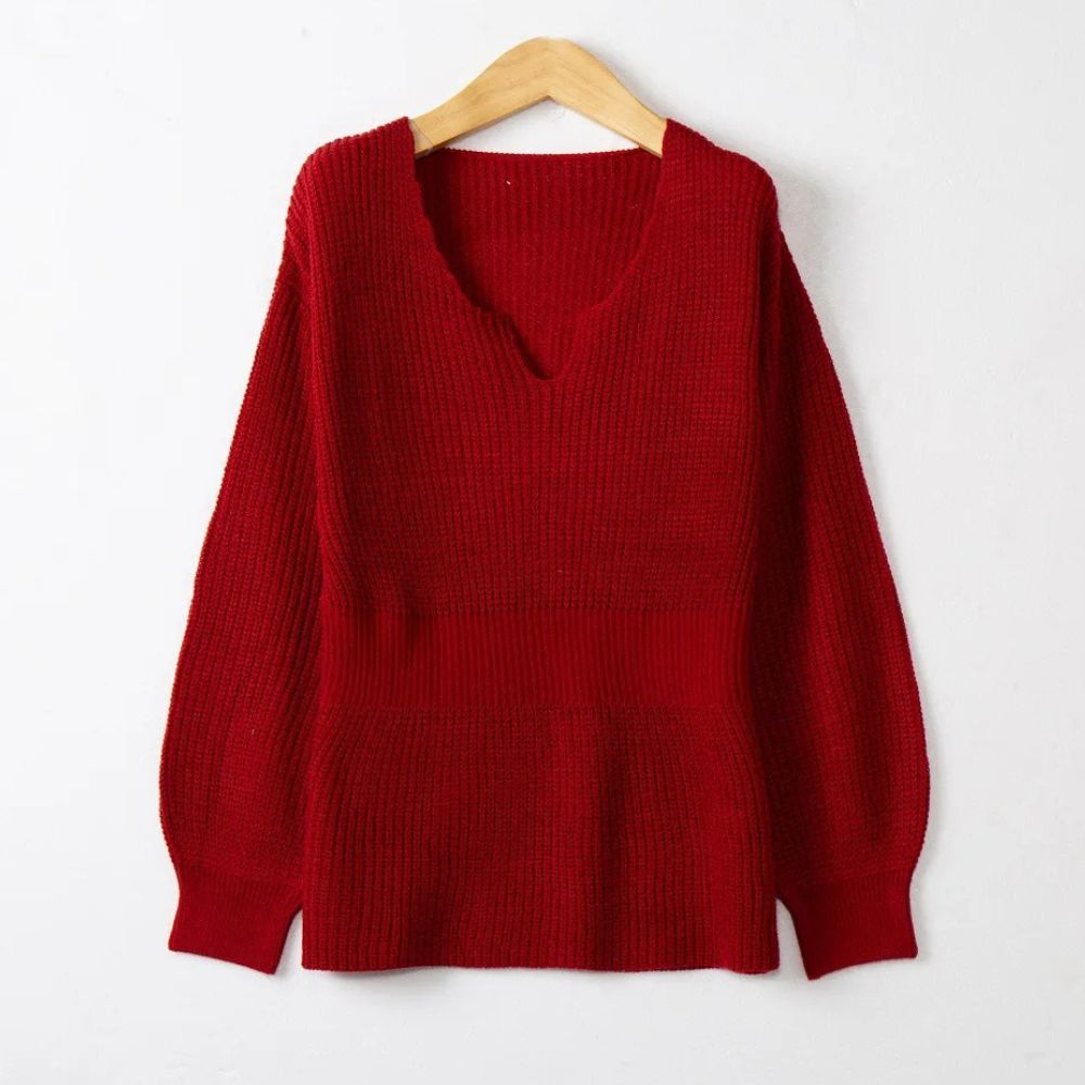 Autumn Charm Cinched Waist Knit Pullover