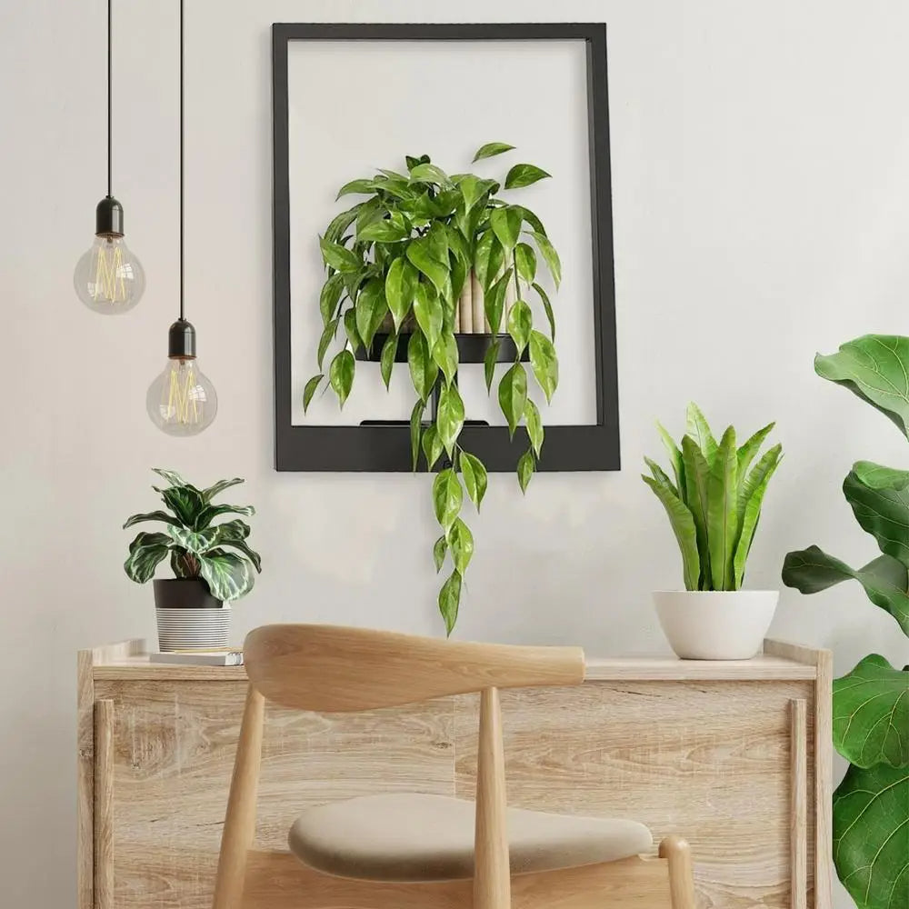 Floating Greenery Frame: Wall-Mounted Metal Planter