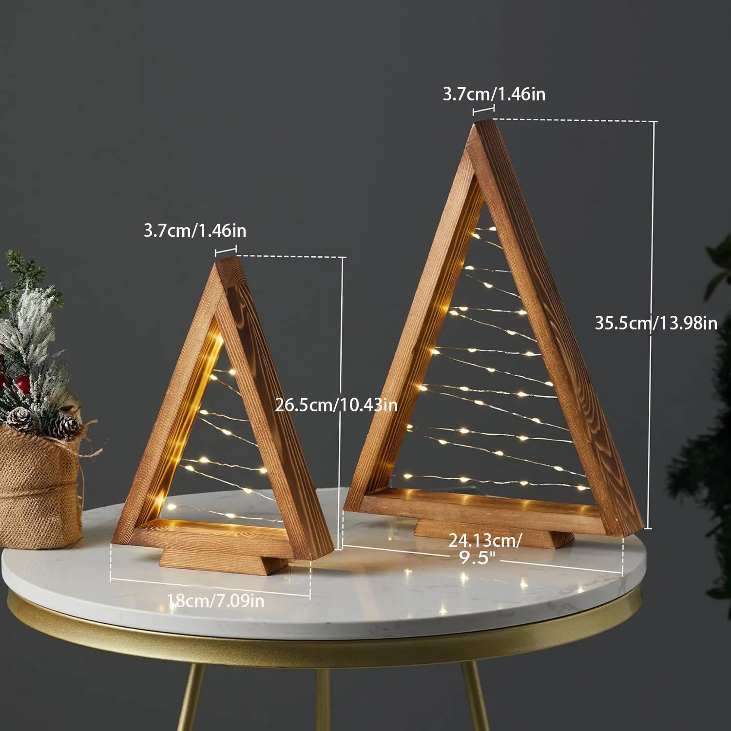 Set of 2 - Modern Farmhouse Lighted Wood Christmas Trees