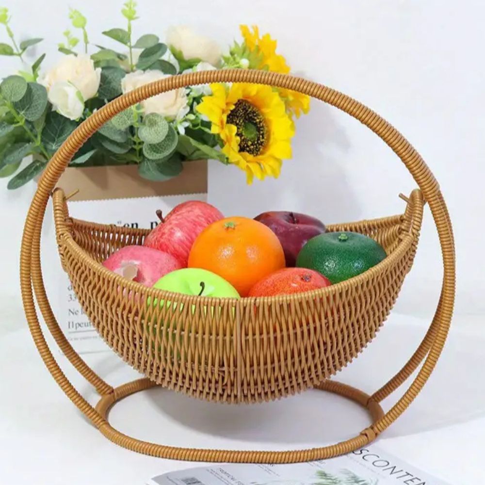 Rustic Charm Rattan Fruit Basket