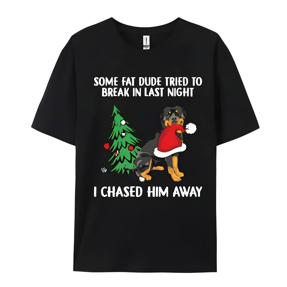 I Chased Santa Away Rottweiler - 100% Premium Cotton T-Shirt - Men's