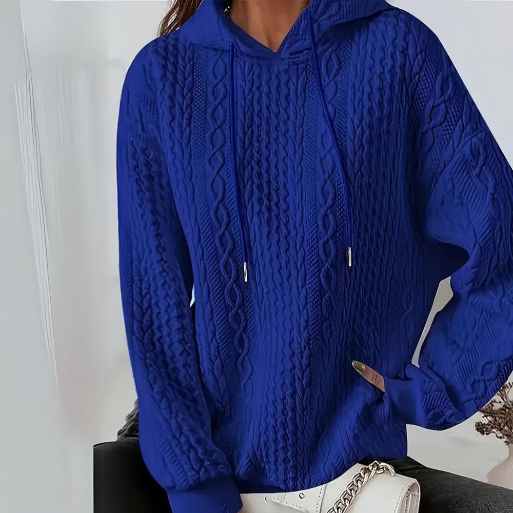 Plus Size Cozy Knit Hooded Jacquard Sweater