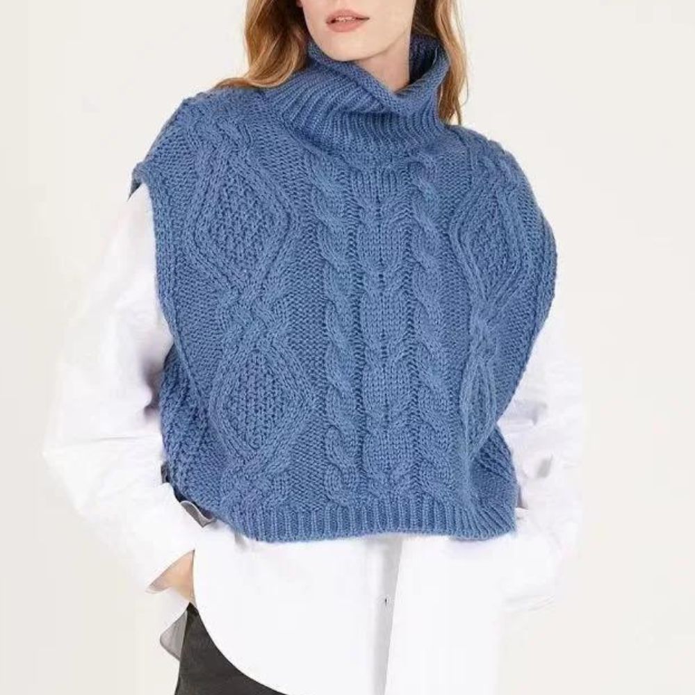 Cozy Cables Turtle Neck Knitted Vest