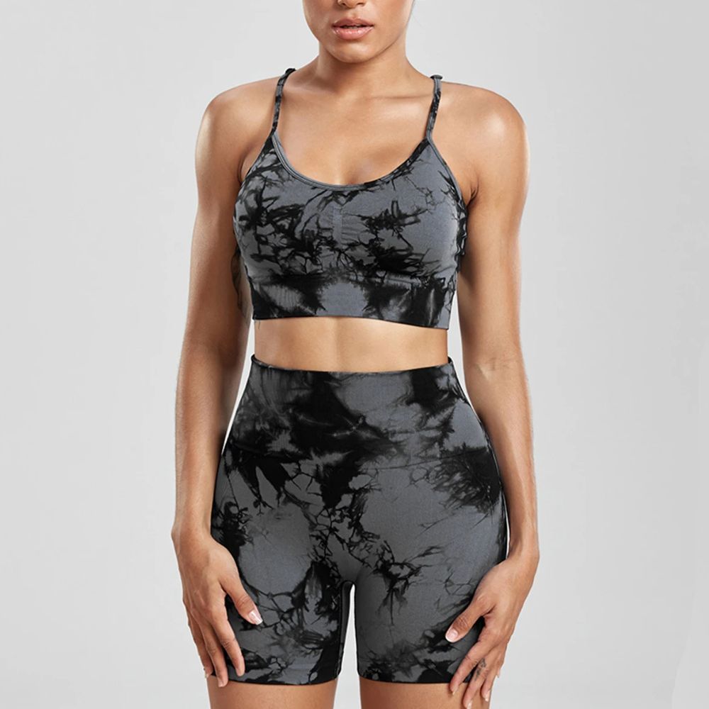 Marble Breeze Activewear Top & Short Set