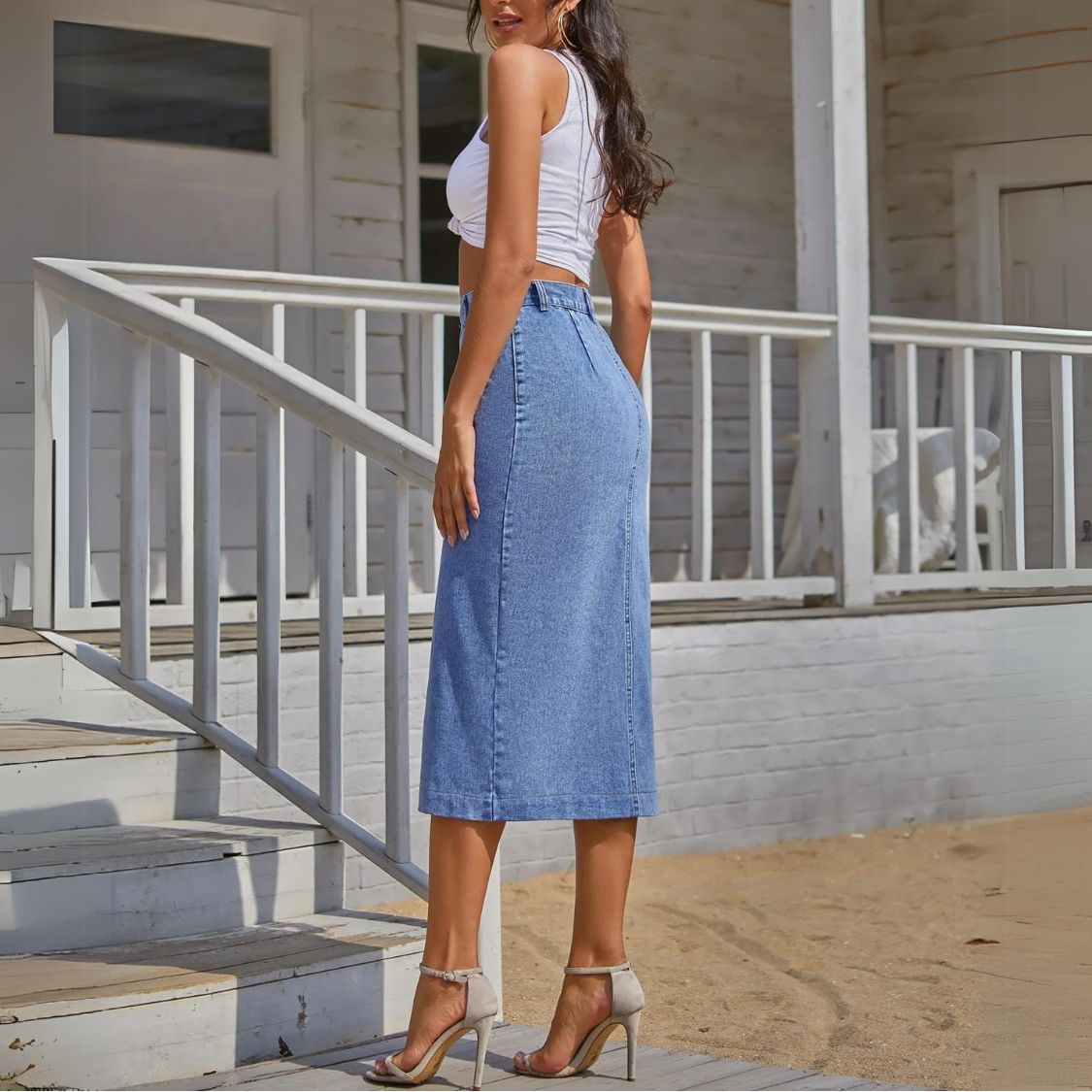 Edge High-Waist Denim Skirt