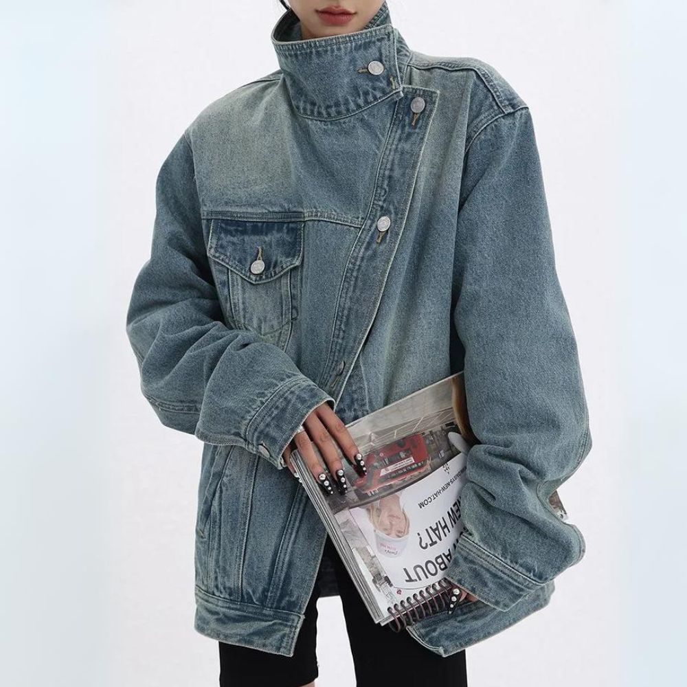 Street Chic Asymmetry Denim Jacket