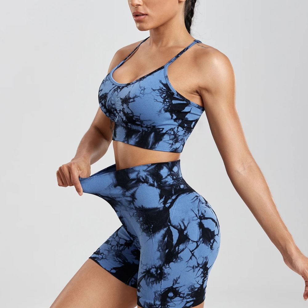 Marble Breeze Activewear Top & Short Set