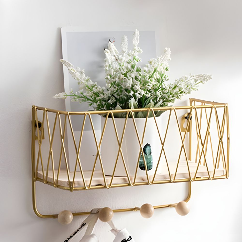 Golden Mesh Oasis Wall Rack