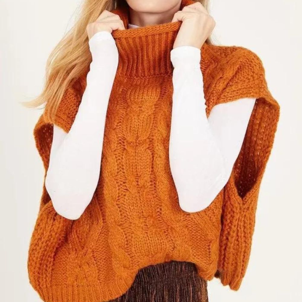 Cozy Cables Turtle Neck Knitted Vest