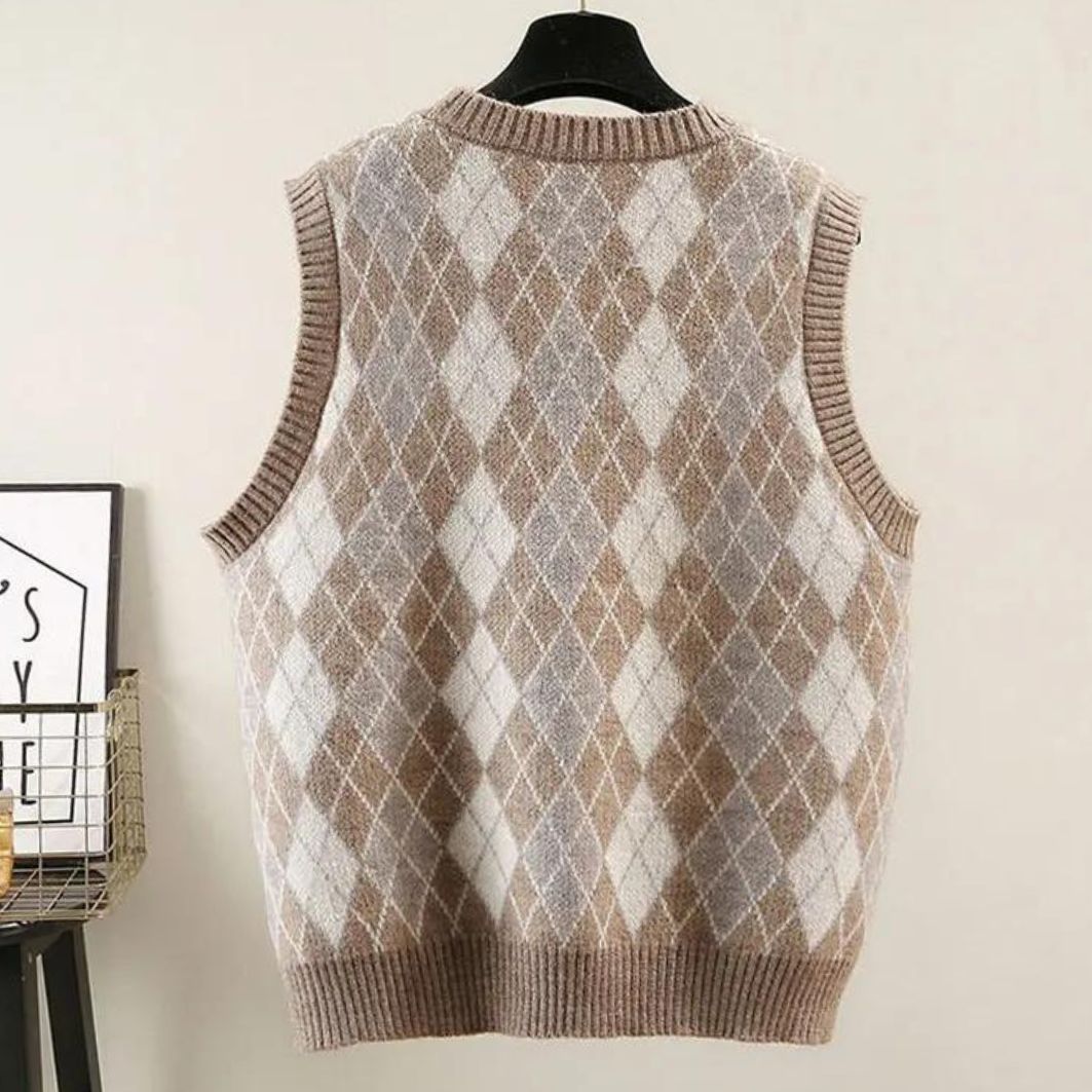 Argyle Kniited V-Neck Sweater Vest