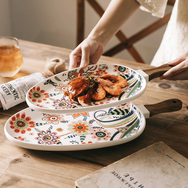 Floral Fiesta Ceramic Cuisine Serving Plate