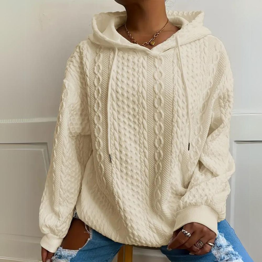 Plus Size Cozy Knit Hooded Jacquard Sweater