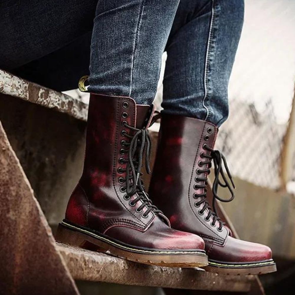 Rustic Rebel Leather Lace Boots