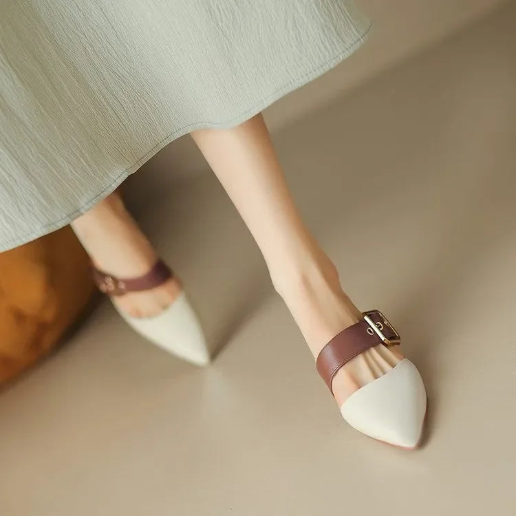 Velvet Pointed Toe Slippers: Chic Belted Elegance - The new take on closed toe.