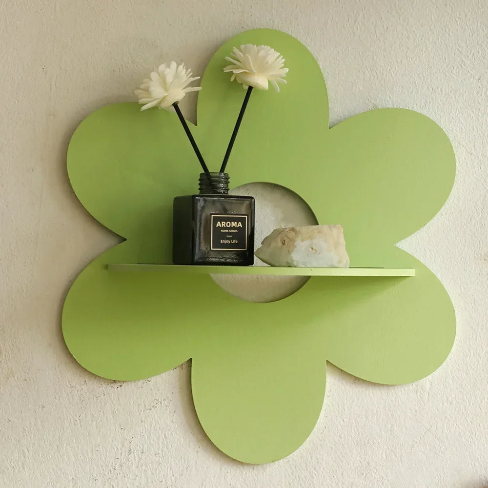 Blossom Wall Shelf: Floral Wooden Storage