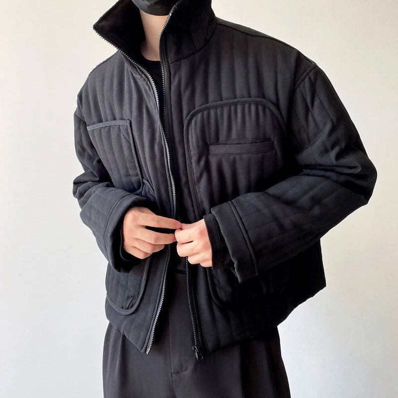 Noir Quilted Bomber Jacket