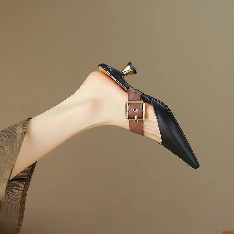 Black Closed Toe Heels: Elevate your look with the Chic Belted Elegance