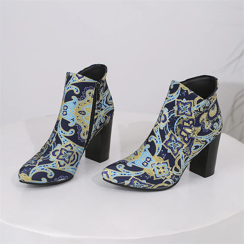 Paisley Stride Block Heel Boots