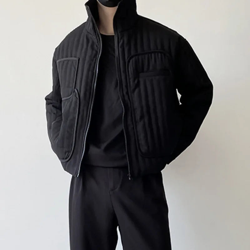 Noir Quilted Bomber Jacket