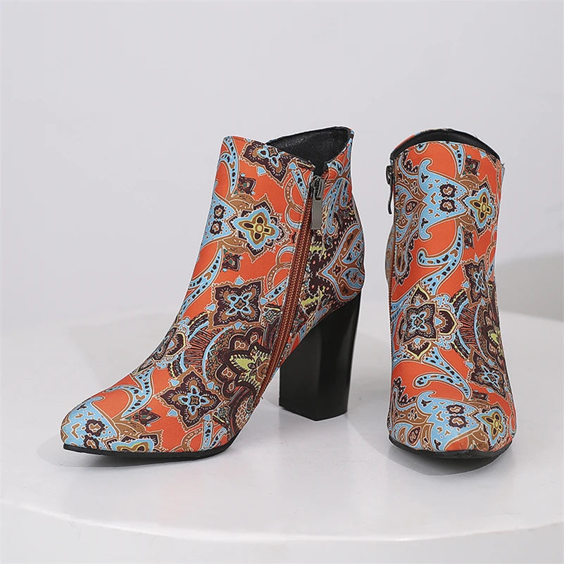 Paisley Stride Block Heel Boots