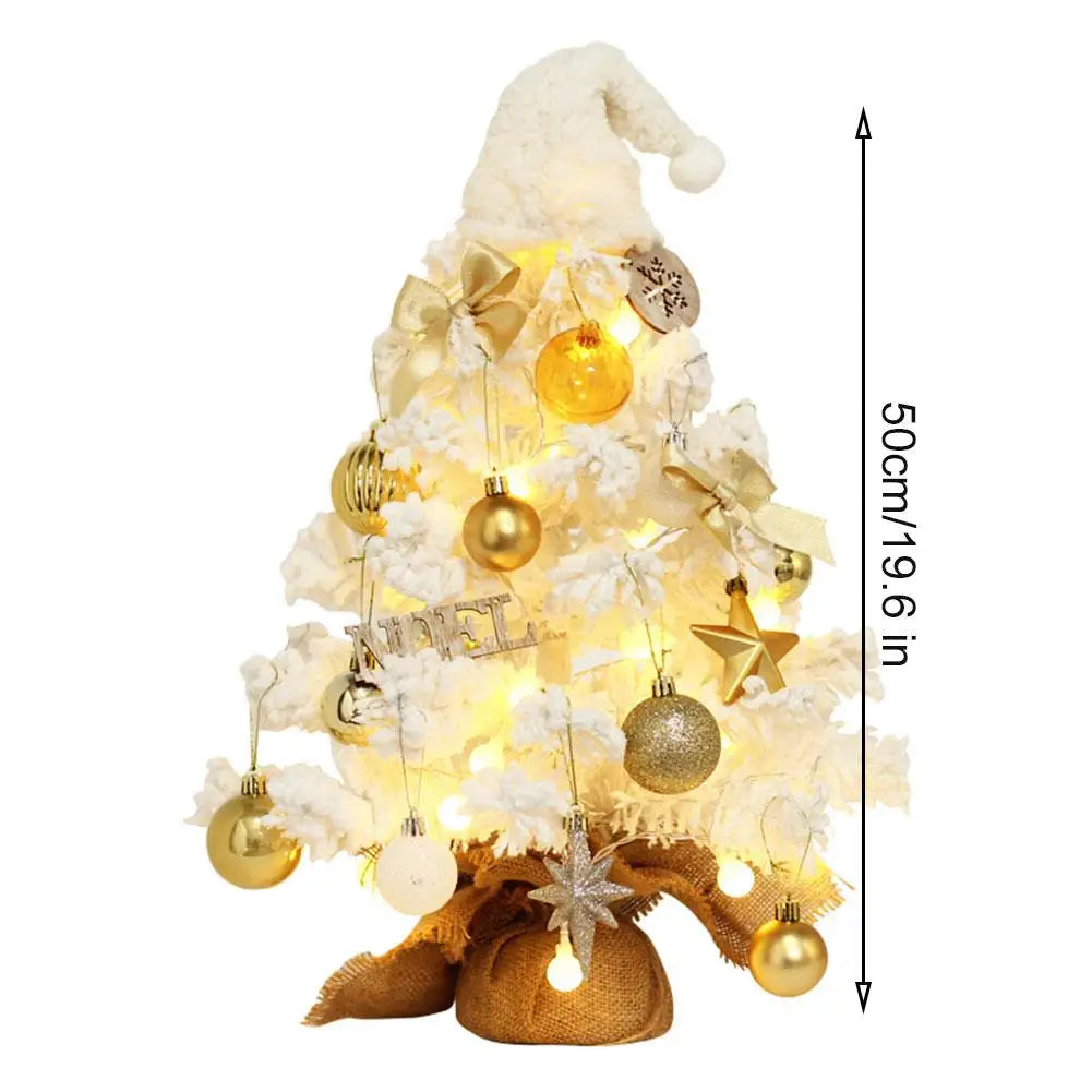 Frosted Noel Tree with Golden Ornaments and Lights