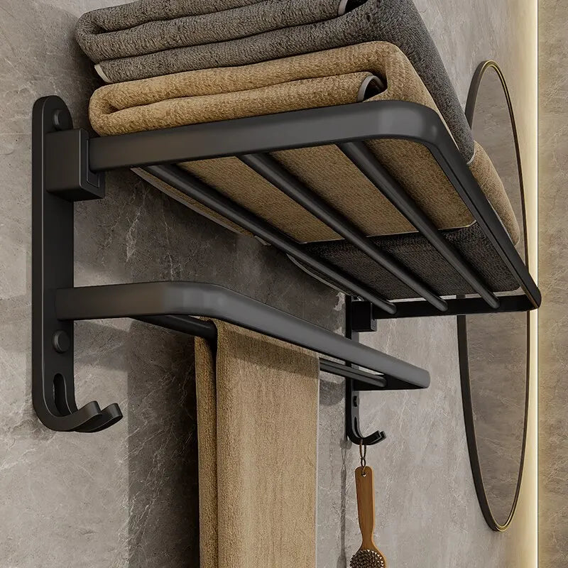 FoldNook Matte Black Towel Rack