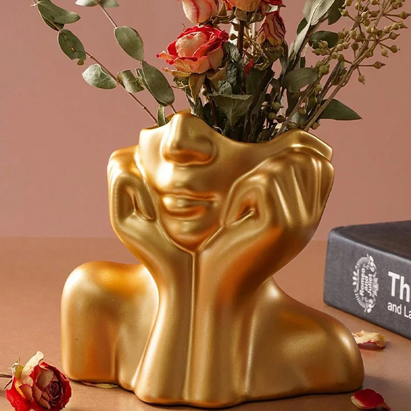 Golden Elegance Resin Vase