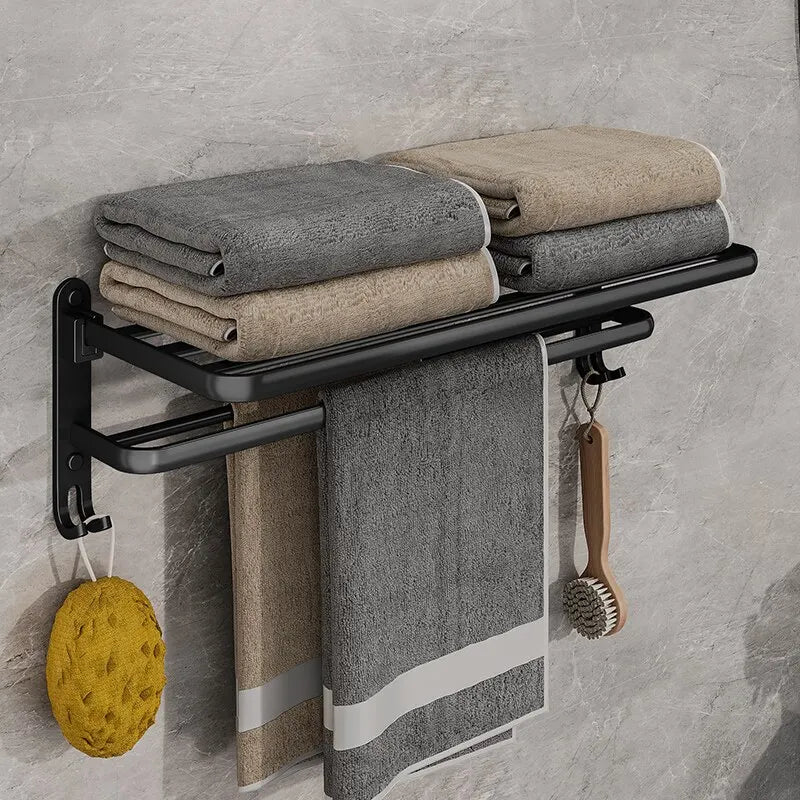 FoldNook Matte Black Towel Rack