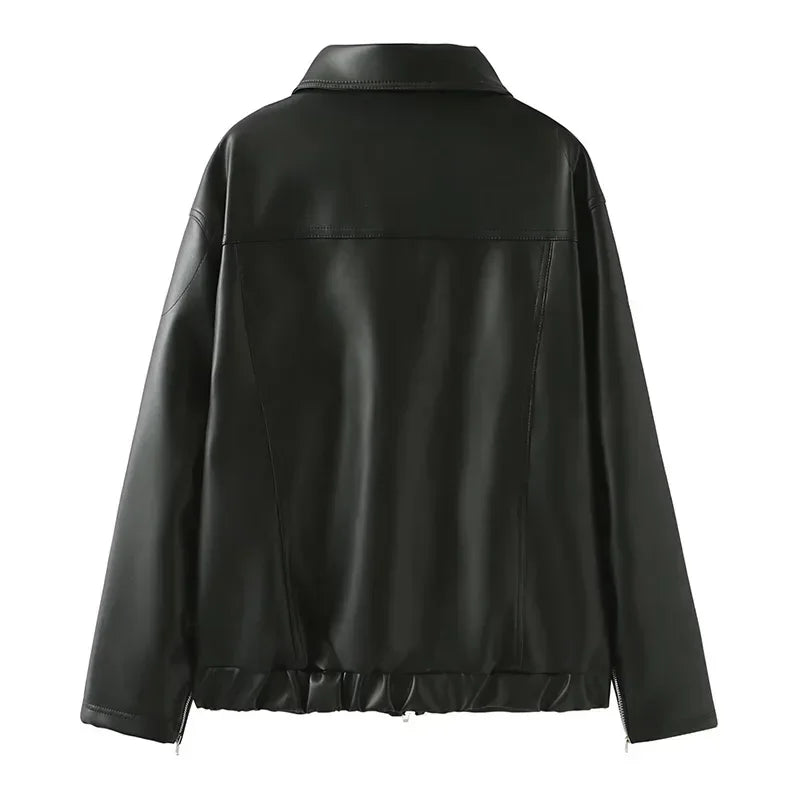 Bow Bomber Faux Leather Jacket