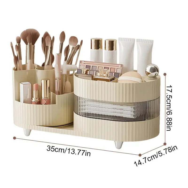 360° Rotating Beauty Station: Makeup Organizer and Brush Holder