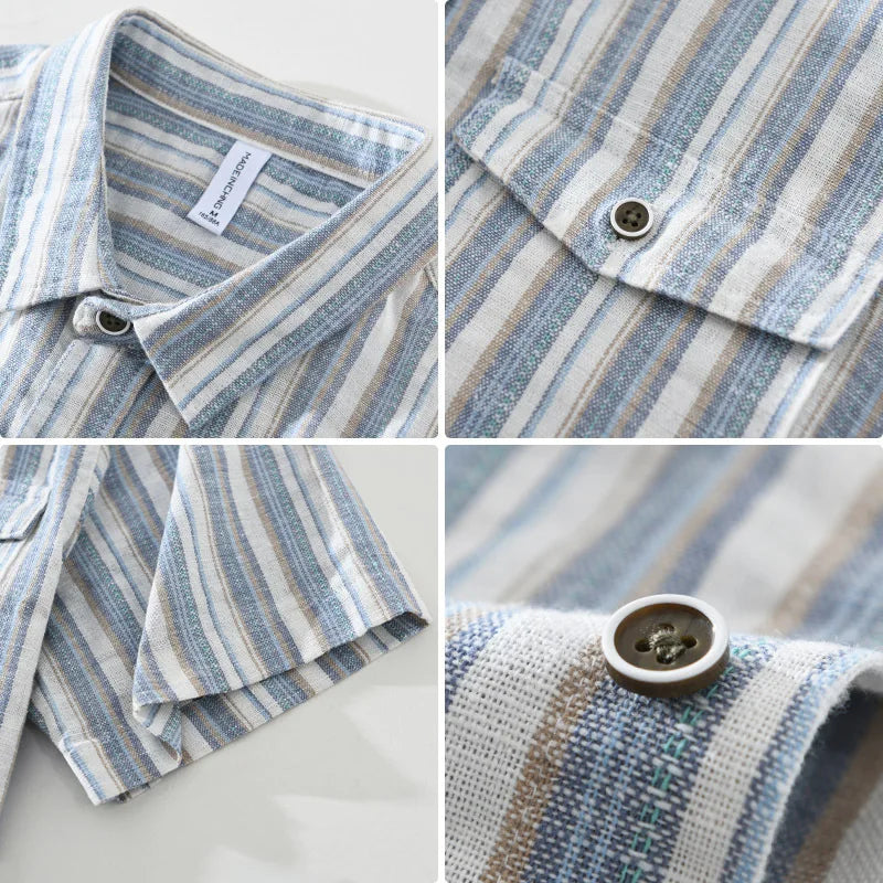 Striped Elegance: Premium Cotton-Linen Shirt