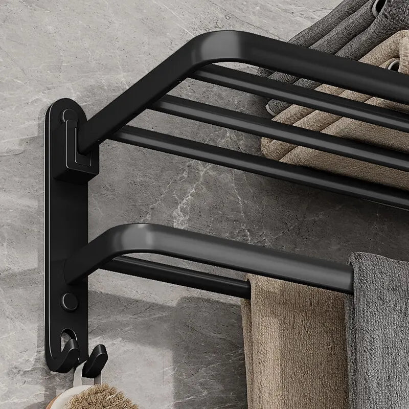 FoldNook Matte Black Towel Rack