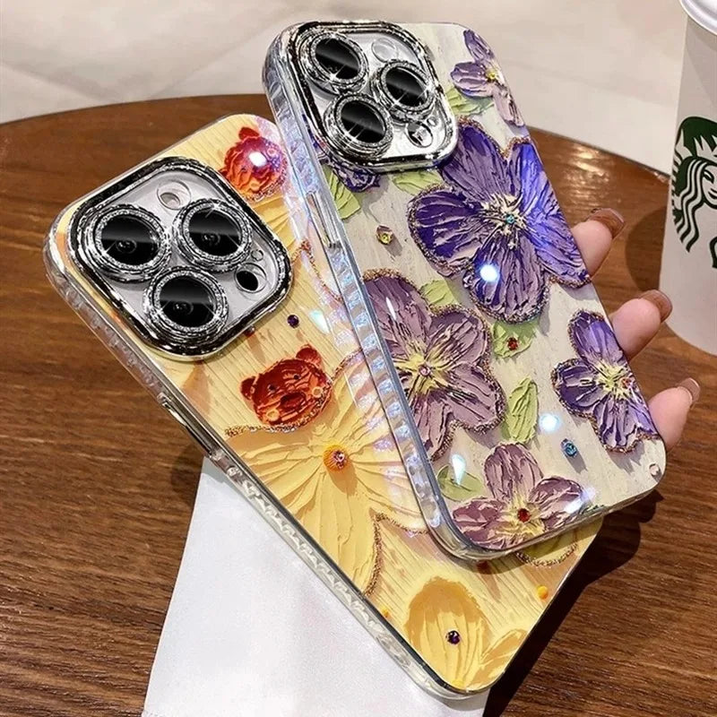 BloomGuard Luxury Glitter Floral iPhone Case