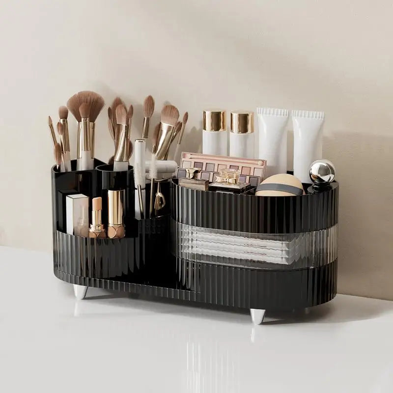 360° Rotating Beauty Station: Makeup Organizer and Brush Holder