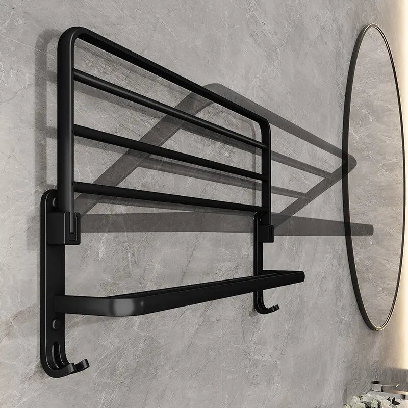 FoldNook Matte Black Towel Rack