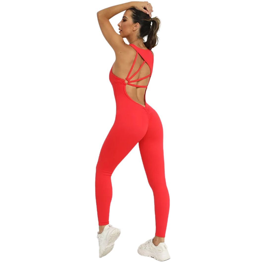  Red Chic Contour Jumpsuit: Make a statement! Shapes & smooths for a chic look. 