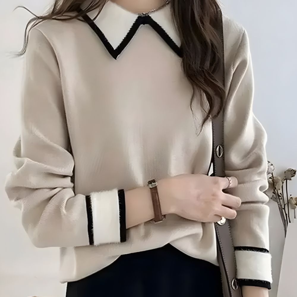 Bold Boundaries Collared Knit Sweater