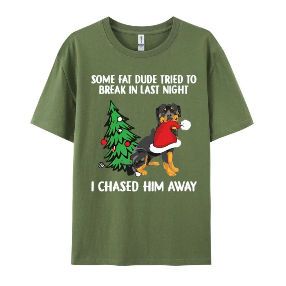 I Chased Santa Away Rottweiler - 100% Premium Cotton T-Shirt - Men's