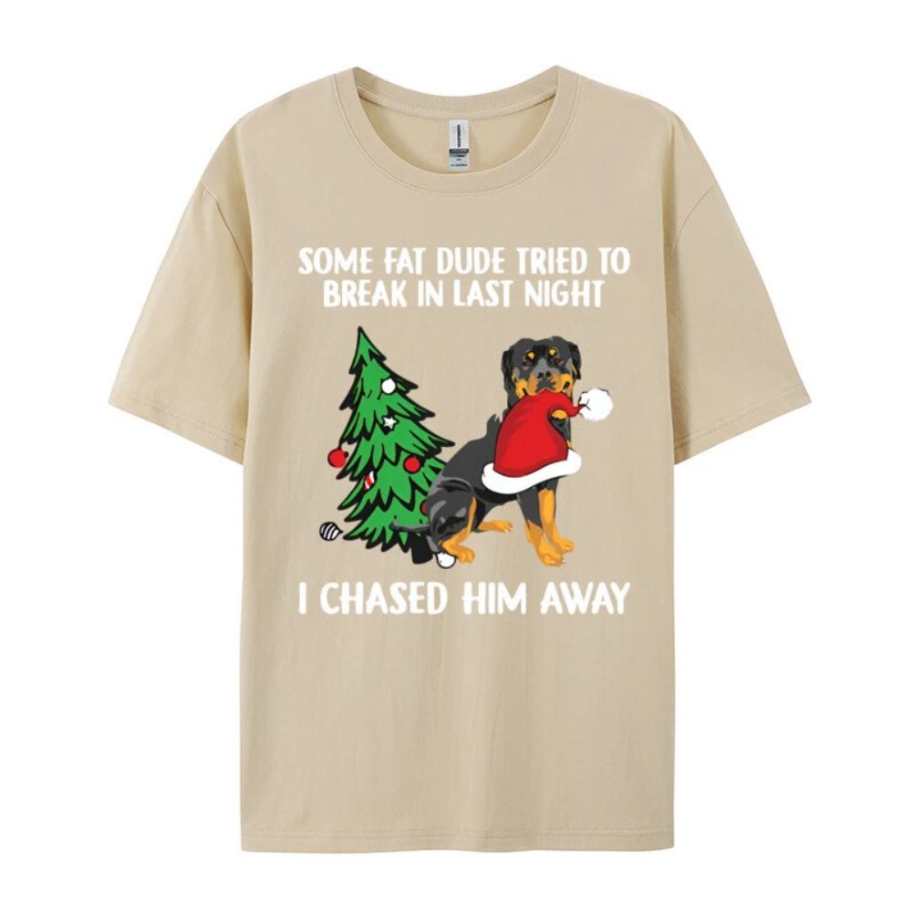 I Chased Santa Away Rottweiler - 100% Premium Cotton T-Shirt - Men's