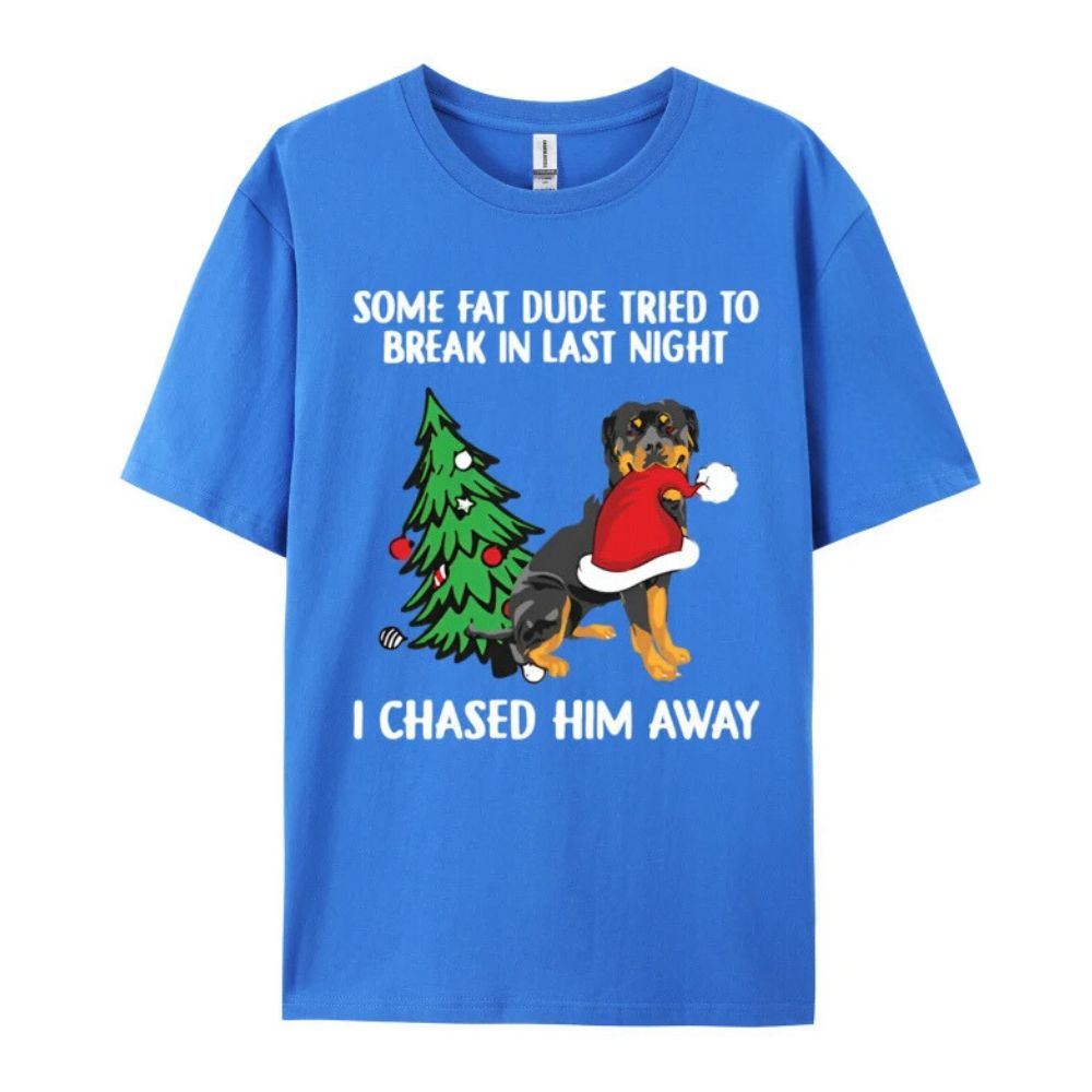 I Chased Santa Away Rottweiler - 100% Premium Cotton T-Shirt - Men's