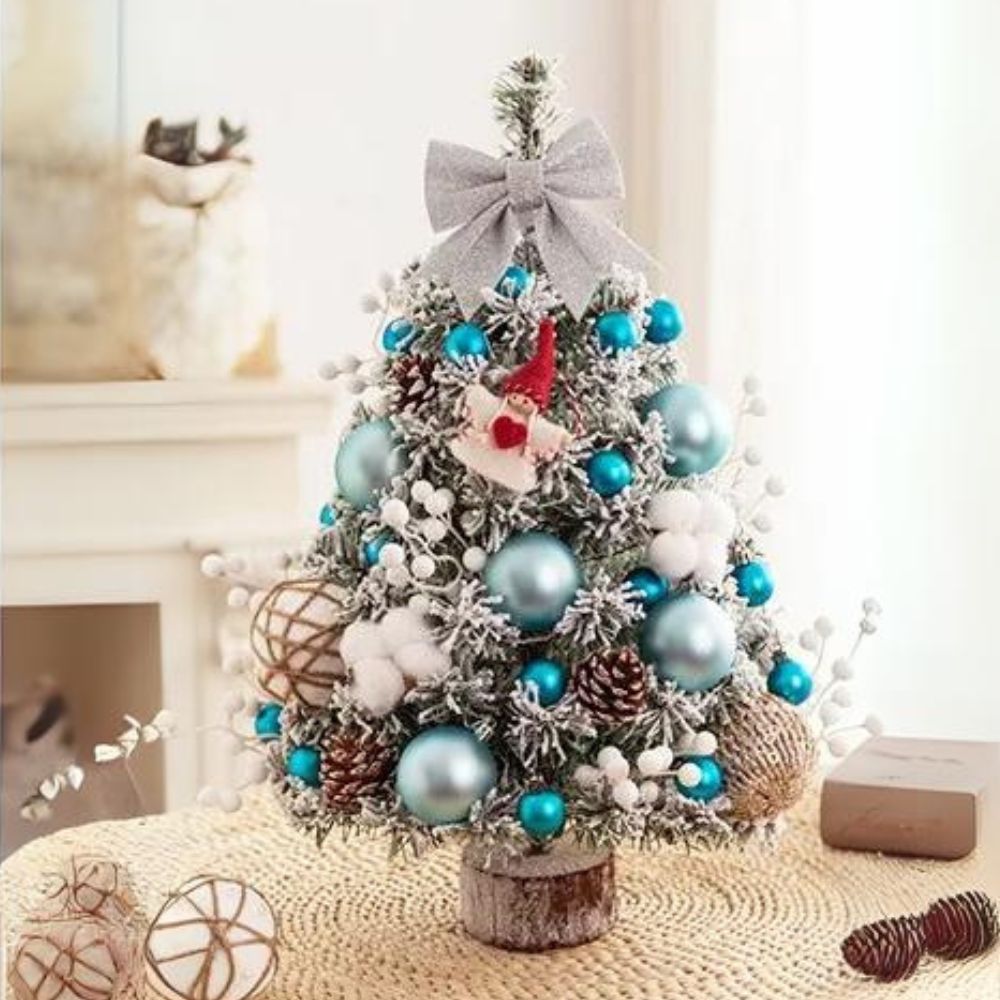 Frosted Charm Mini Christmas Tree with LED Lights